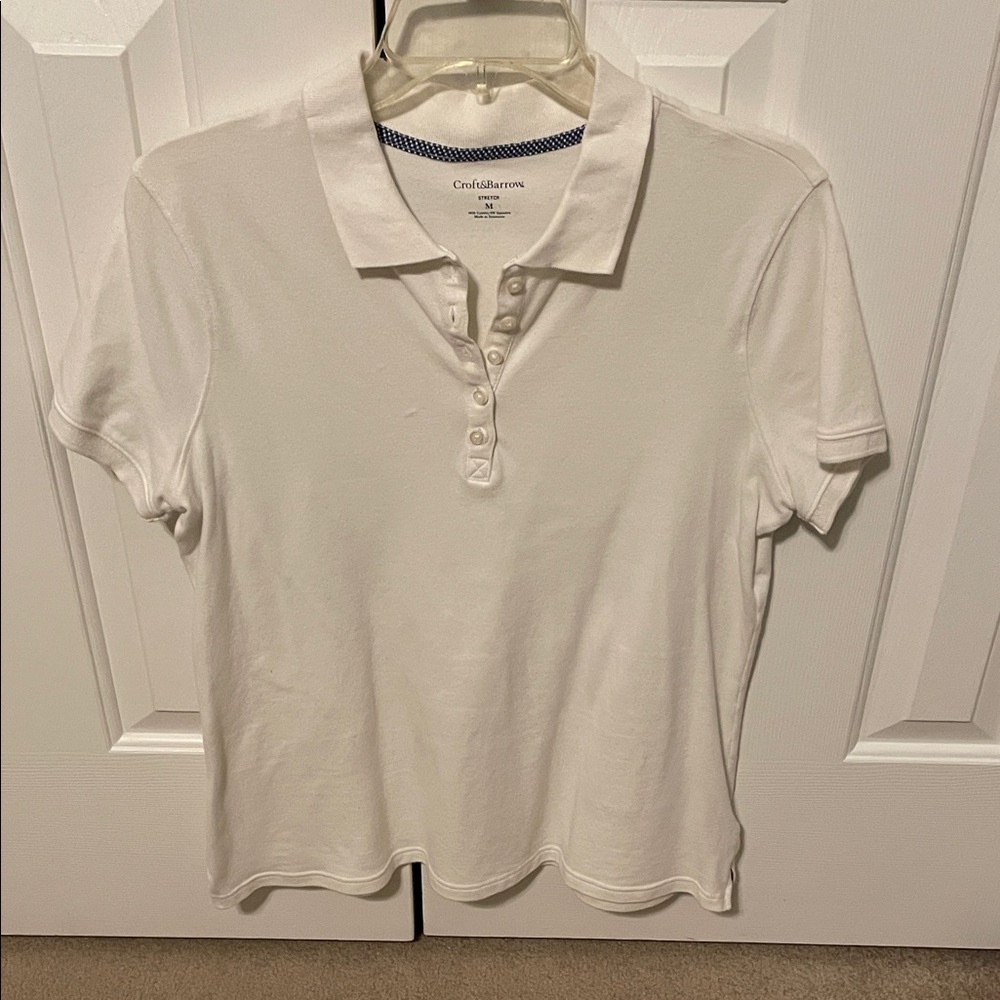 Croft & Barrow Women's White Polo Shirt Medium (Like New)
